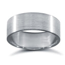 18ct White Gold Standard Weight Flat Court Profile Satin Wedding Ring
