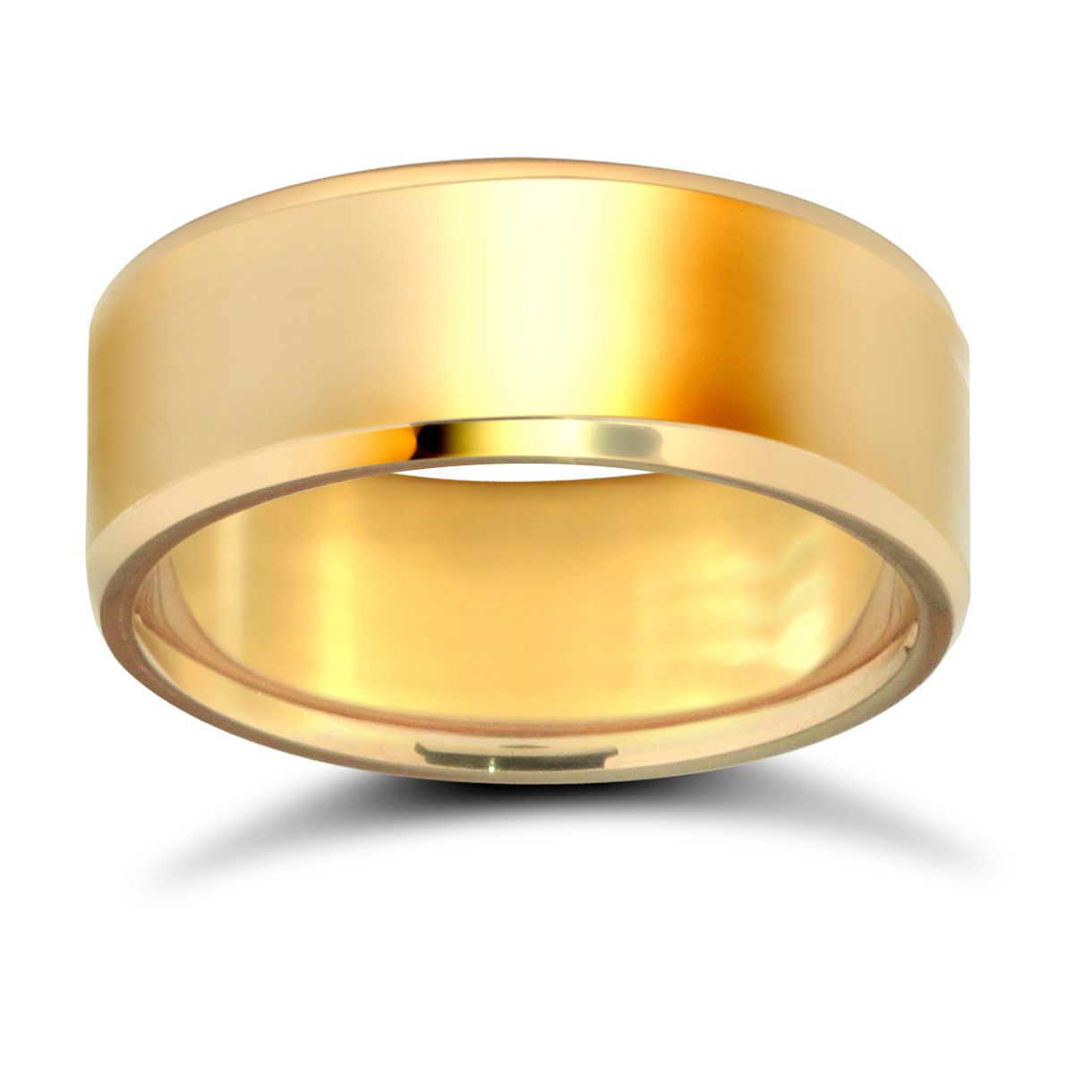 18ct Yellow Gold Standard Weight Flat Court Profile Bevelled Edge Wedding Ring