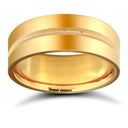 18ct Yellow Gold Standard Weight Flat Court Profile Centre Groove Wedding Ring