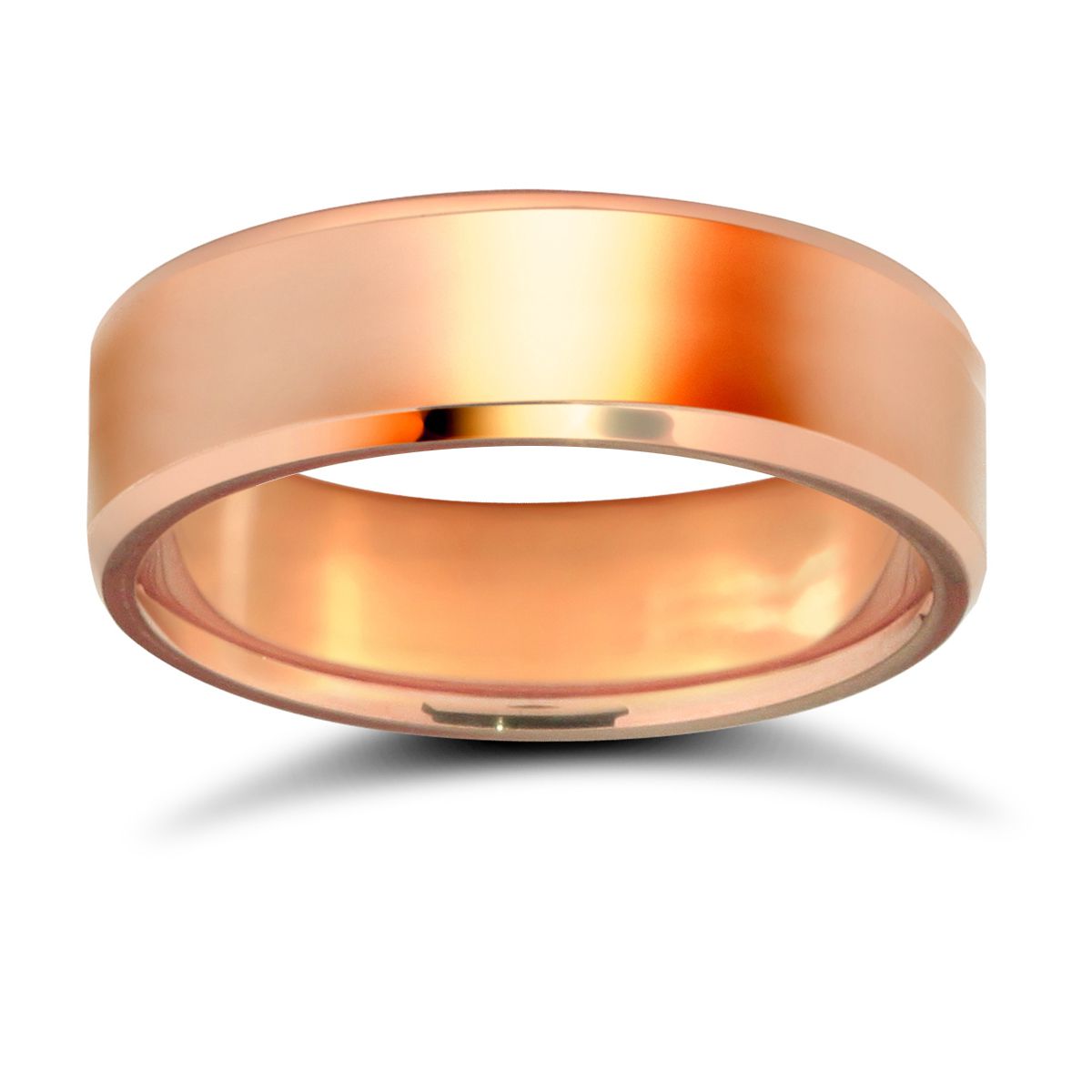 9ct Rose Gold Standard Weight Flat Court Profile Bevelled Edge Wedding Ring