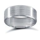9ct White Gold Standard Weight Flat Court Profile Satin and Bevelled Edge Wedding Ring