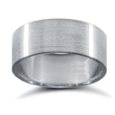 9ct White Gold Standard Weight Flat Court Profile Satin Wedding Ring