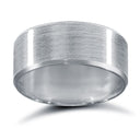 9ct White Gold Standard Weight Flat Court Profile Satin and Bevelled Edge Wedding Ring