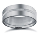 9ct White Gold Standard Weight Flat Court Profile Centre Groove Wedding Ring