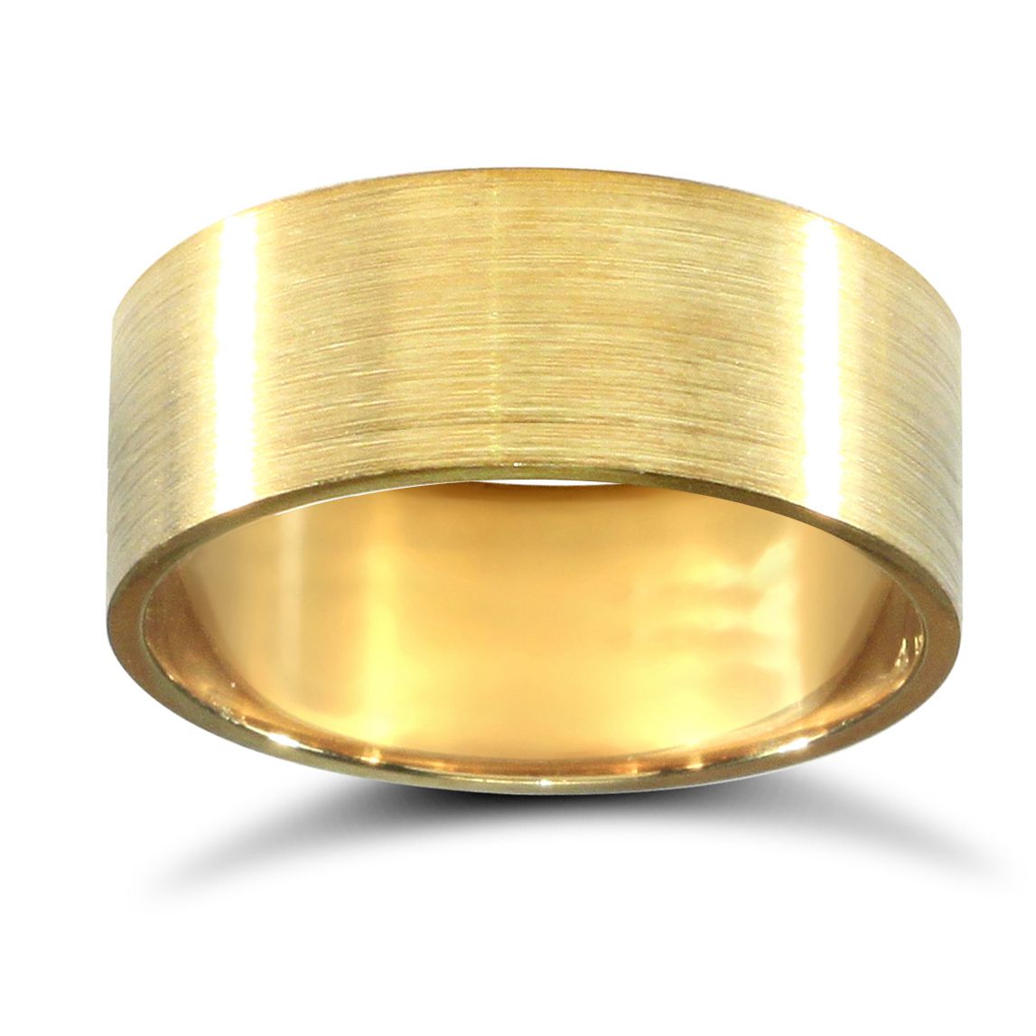 9ct Yellow Gold Standard Weight Flat Court Profile Satin Wedding Ring