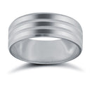 Palladium Standard Weight Flat Court Profile Double Groove Wedding Ring