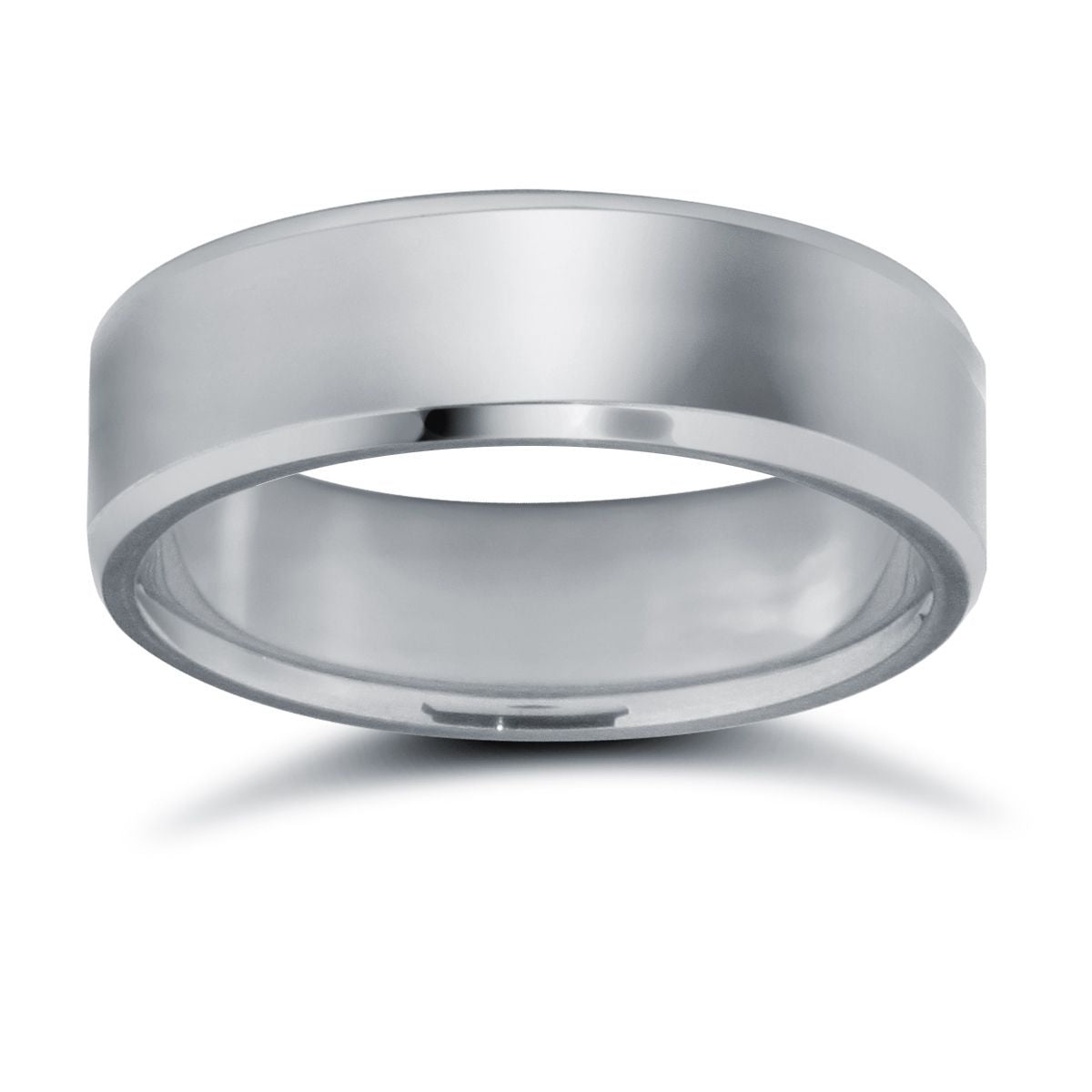 Platinum Premium Weight Flat Court Profile Bevelled Edge Wedding Ring