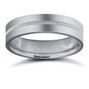 18ct White Gold Standard Weight Flat Profile Centre Groove Wedding Ring