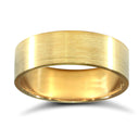 18ct Yellow Gold Standard Weight Flat Profile Satin Wedding Ring