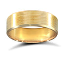 18ct Yellow Gold Standard Weight Flat Profile Satin and Bevelled Edge Wedding Ring