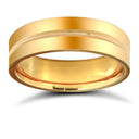 18ct Yellow Gold Standard Weight Flat Profile Centre Groove Wedding Ring