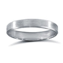 9ct White Gold Standard Weight Flat Profile Satin and Bevelled Edge Wedding Ring