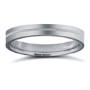 9ct White Gold Standard Weight Flat Profile Centre Groove Wedding Ring