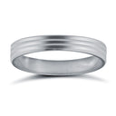 9ct White Gold Standard Weight Flat Profile Double Groove Wedding Ring
