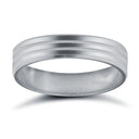 9ct White Gold Standard Weight Flat Profile Double Groove Wedding Ring