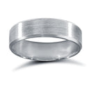 9ct White Gold Standard Weight Flat Profile Satin and Bevelled Edge Wedding Ring