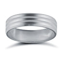 9ct White Gold Standard Weight Flat Profile Double Groove Wedding Ring