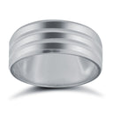 9ct White Gold Standard Weight Flat Profile Double Groove Wedding Ring