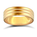 9ct Yellow Gold Standard Weight Flat Profile Double Groove Wedding Ring