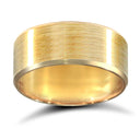 9ct Yellow Gold Standard Weight Flat Profile Satin and Bevelled Edge Wedding Ring