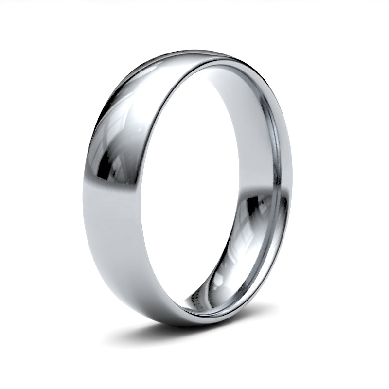 9ct White Gold 5mm Lightweight Court Profile Mirror Finish Wedding Ring