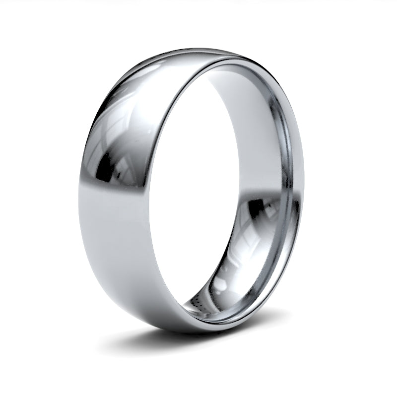 9ct White Gold 6mm Lightweight Court Profile Mirror Finish Wedding Ring