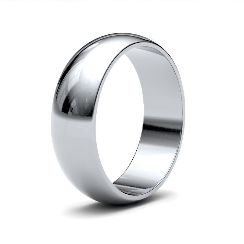 18ct White Gold 6mm Lightweight D-Shape Profile Mirror Finish Wedding Ring