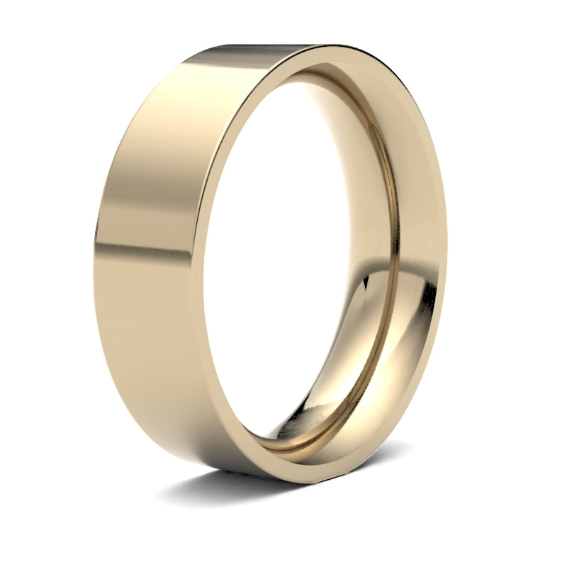 9ct Yellow Gold Premium Weight Flat Court Profile Mirror Finish Wedding Ring