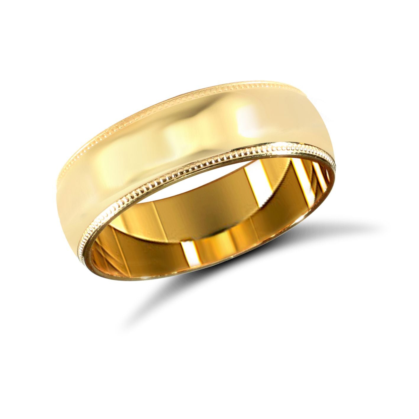 22ct Yellow Gold Standard Weight 6mm Soft Court Profile Mill Grain Wedding Ring
