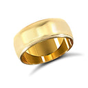22ct Yellow Gold Standard Weight 8mm Soft Court Profile Mill Grain Wedding Ring