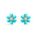 Rose de Noël Earrings Mini Model in 18K Yellow Gold with Turquoise and Diamonds