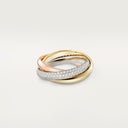 Belle Vante Trinity Ring Classic Model Semi-Paved 18k Gold Diamonds