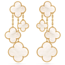 Magic Alhambra 4 Motifs Earrings in 18K Yellow Gold with Mother-of-Pearl