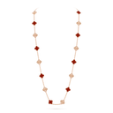 Vintage Alhambra 20-Motif Long Necklace in 18K Rose Gold with Carnelian