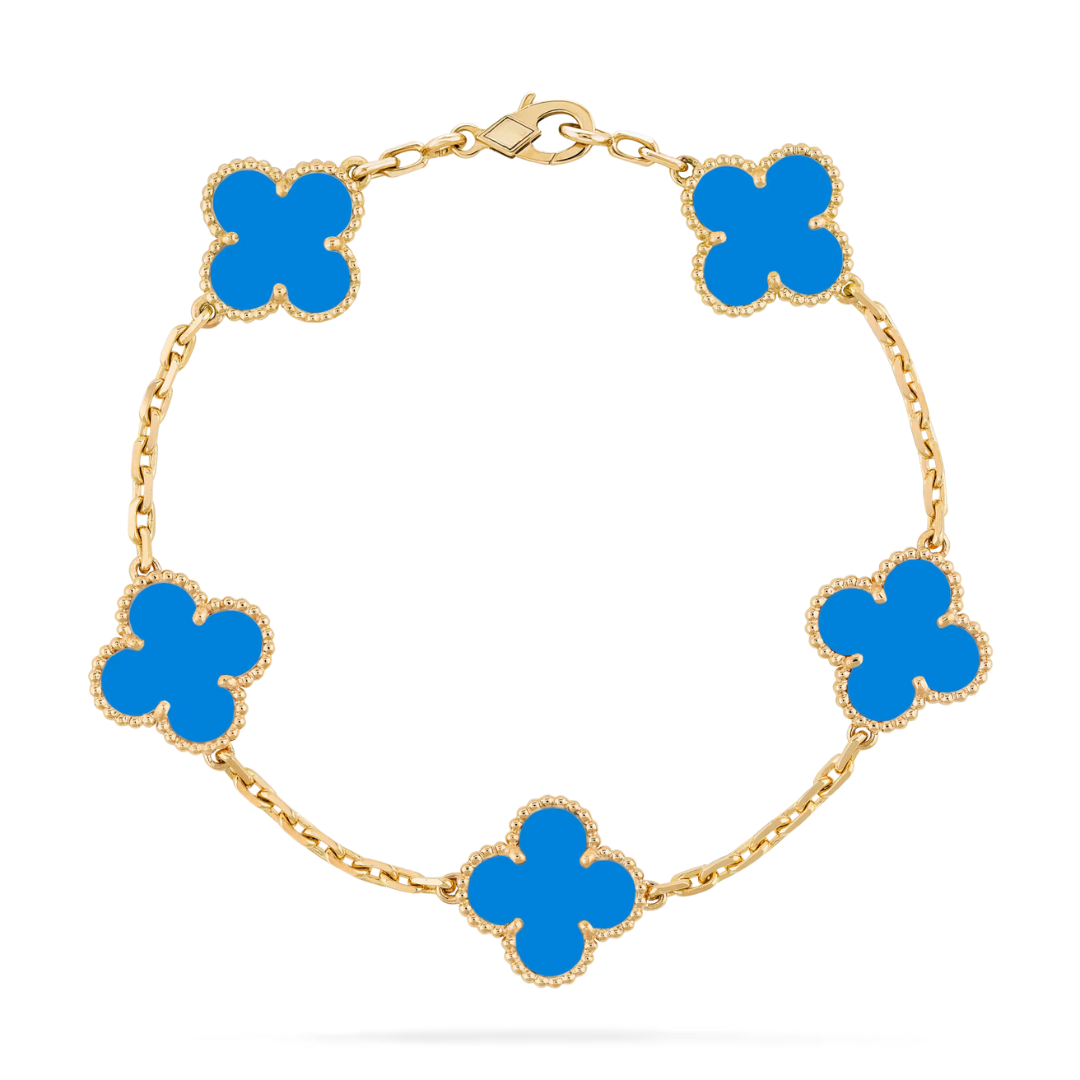 Belle Vante Bracelet 5 Motifs Agate 18K Yellow Gold