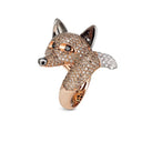 Fox Ring in 18k Rose, White and Burnished Gold with Brown, Colorless and Black Diamonds