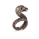 Snake Ring in 18k Chocolate Burnished Gold with Brown, Colorless and Black Diamonds
