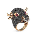 Bull Limited Edition Ring in 18k Rose Gold with Diamonds, Rubies and Sapphires