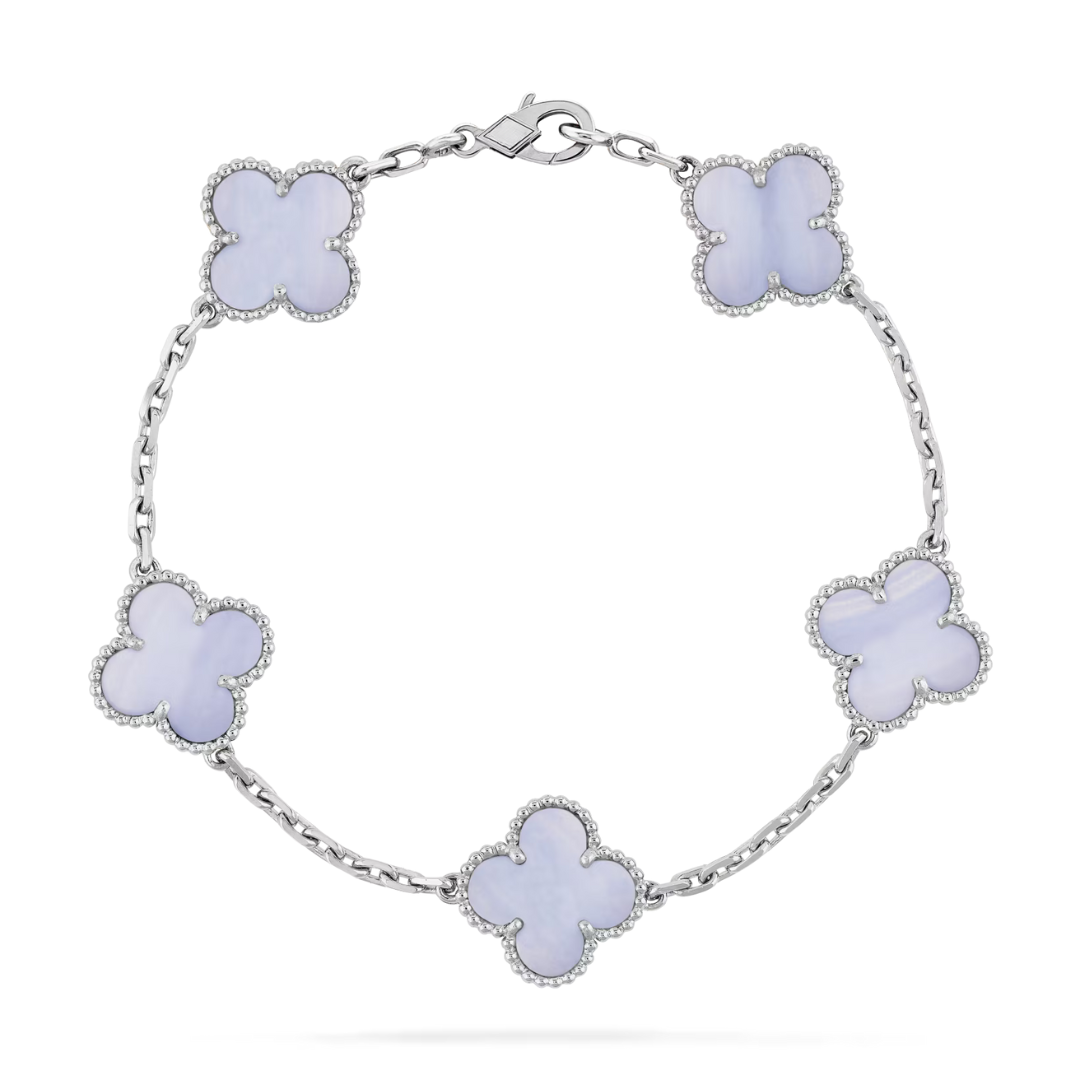Belle Vante Bracelet 5 Motifs Chalcedony 18K White Gold