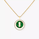 Lucky Move Pavé Diamond Necklace Small Model Yellow Gold Malachite 0.16ct
