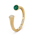 Perlée Couleurs Bracelet in 18K Yellow Gold with Malachite and Diamond