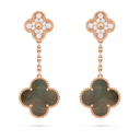 Magic Alhambra Earrings 2 Motifs in 18K Rose Gold with Diamond