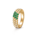 Perlée Couleurs 3 Rows Ring in 18K Yellow Gold with Emerald