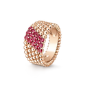 Perlée Couleurs 5-Row Ring in 18K Rose Gold with Rubies