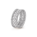 Perlée Diamonds Ring 3 Rows in 18K White Gold with Diamond
