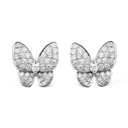 Two Butterfly Earrings in 18K White Gold with Diamonds