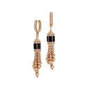 Art Deco Earrings in 18kt Rose Gold with Black Jade and Diamonds