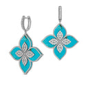 Princess Flower Earrings in 18kt Gold with Diamonds and Turquoise