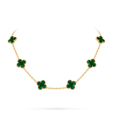 Vintage Alhambra 10 Motifs Necklace in 18K Yellow Gold with Malachite