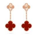 Magic Alhambra 2 Motifs Earrings in 18K Rose Gold with Carnelian